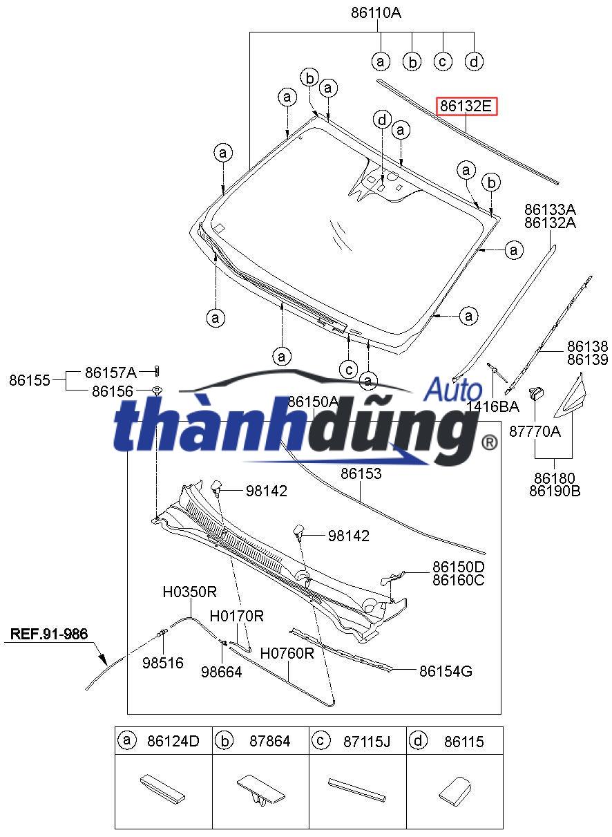 KÍNH CỐP SAU XE HYUNDAI SANTAFE | FB21144YPN - Ảnh 3