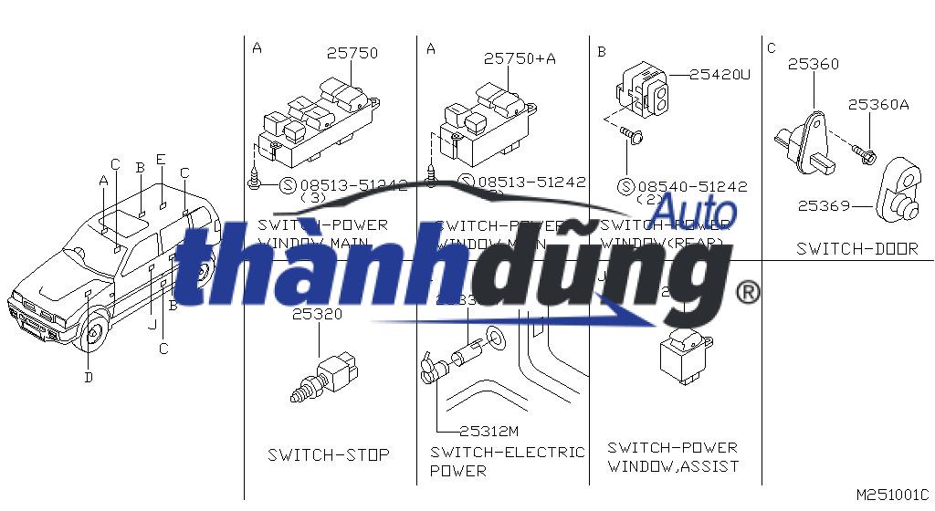 CÔNG TẮC NÂNG KÍNH TỔNG NISSAN NAVARA 2016 | 254014JG0B - Ảnh 4