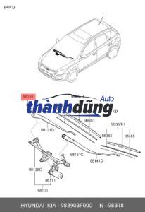 NẮP CHỤP CẦN GẠT MƯA TRƯỚC HYUNDAI KONA | 983803N050 - Ảnh 5