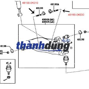 ỐC CÀNG A DƯỚI TOYOTA HILUX 2009 | 48190-0K020 - Ảnh 4