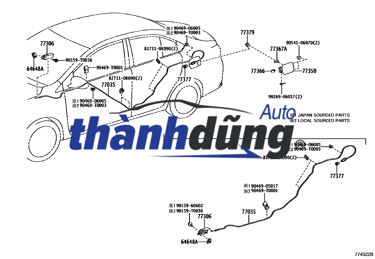 DÂY GIẬT NẮP BÌNH XĂNG TOYOTA CAMRY ACV31 | 7703506040 - Ảnh 4