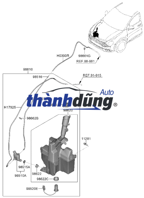 CỔ ĐỔ NƯỚC RỬA KÍNH DAEWOO MATIZ 3 2006 | 96484289 - Ảnh 4
