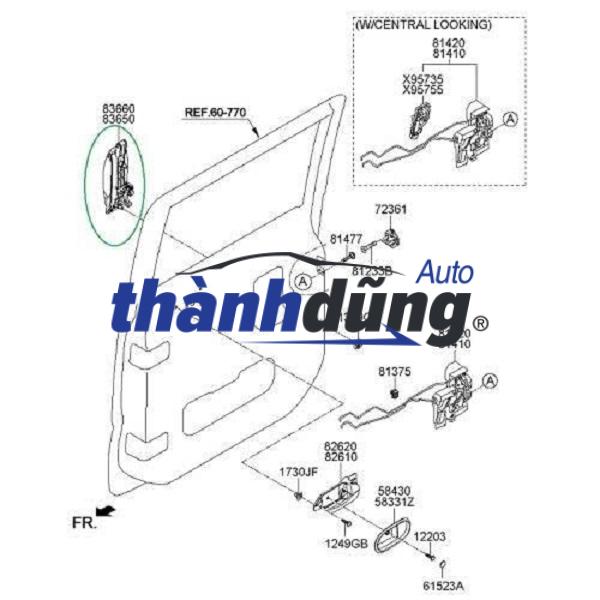 Ổ NGẬM KHÓA CỬA PHỤ RH KIA K200 2018 | 813204E000 - Ảnh 4
