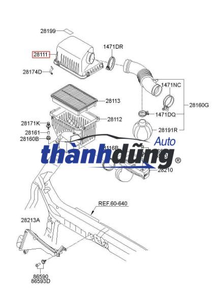 NẮP HỘP LỌC GIÓ XE HYUNDAI STAREX GRAND | 281114H100 - Ảnh 4