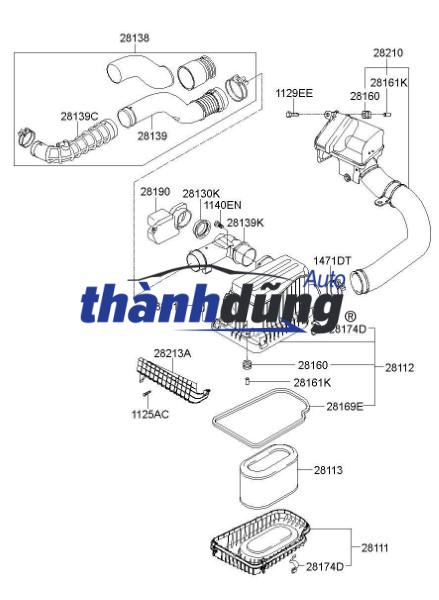 NẮP HỘP LỌC GIÓ XE HYUNDAI STAREX GRAND | 281114H100 - Ảnh 3