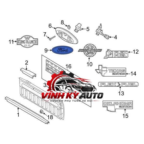 LOGO CAM LÙI FORD RANGER 2018-2023 CL3Z9942528B - Ảnh 5
