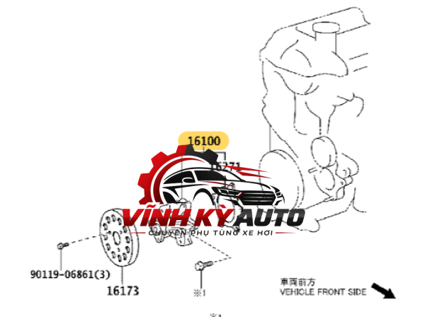 BƠM NƯỚC XE TẢI THACO K190 / KIA K165 / K3000 - MÃ 0K65B15100 - Ảnh 4
